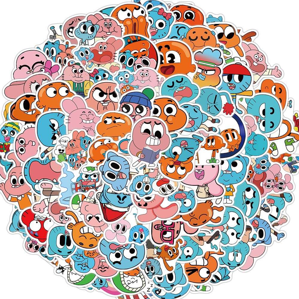 LARGE STICKER100pcs The Amazing World of Gumball Classic Cartoon สติ๊กเกอร์กันน้ํา