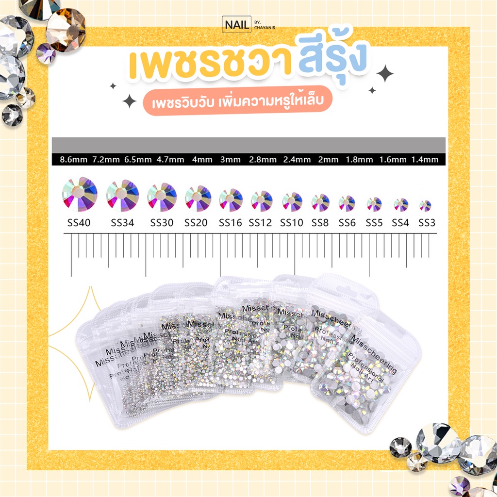 เพชรชวา (สีรุ้ง) ใช้สำหรับตกแต่งเล็บ