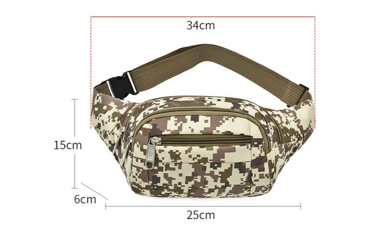 (w36)กระเป๋าคาดอกคาดเอว ซิปเยอะ หนา ลายพลางดิจิตอล vgetbag
