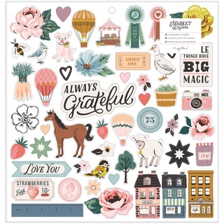 Maggie Holmes Market Square Chipboard Stickers 12"X12" ชิบบอร์ด สติกเกอร์