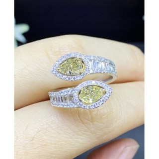 FANCY YELLOW DIAMOND RING✨งานดีไซน์พิเศษแหวนเพชรแฟนซีสีเหลือง แฟนซีเยลโล่แวววาว สีธรรมชาติ100%