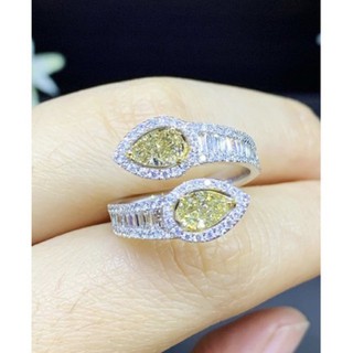 FANCY YELLOW DIAMOND RING✨งานดีไซน์พิเศษแหวนเพชรแฟนซีสีเหลือง แฟนซีเยลโล่แวววาว สีธรรมชาติ100%