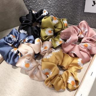 Fashion Lace Daisy Scrunchies Rainbow Gum Hair Tie Women Girls Printed Floral Elastic Hair bands Ponytail Hold Hair Accessories