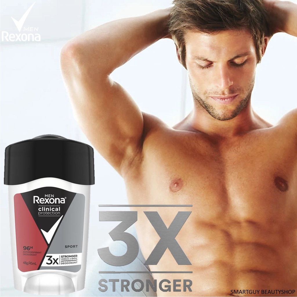 REXONA Men Sport Clinical Protection Antiperspirant Deodorant 45ml ผลิตภัณฑ์ครีมสติ๊กระงับกลิ่นใต้วง