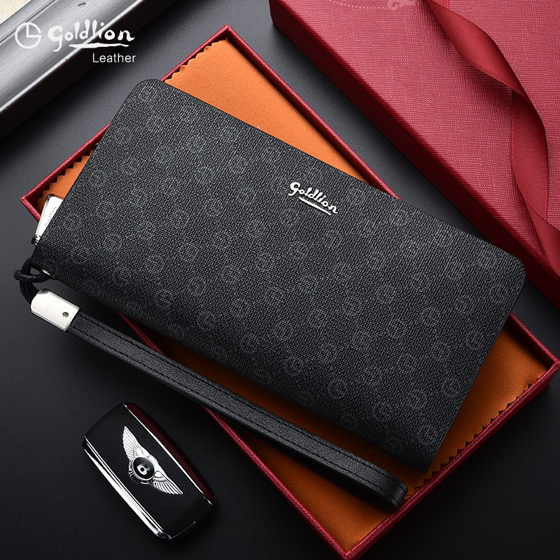 &gt; Goldlion Men s Long Wallet Leather Clutch Bag Luxury Brand 2020 New 