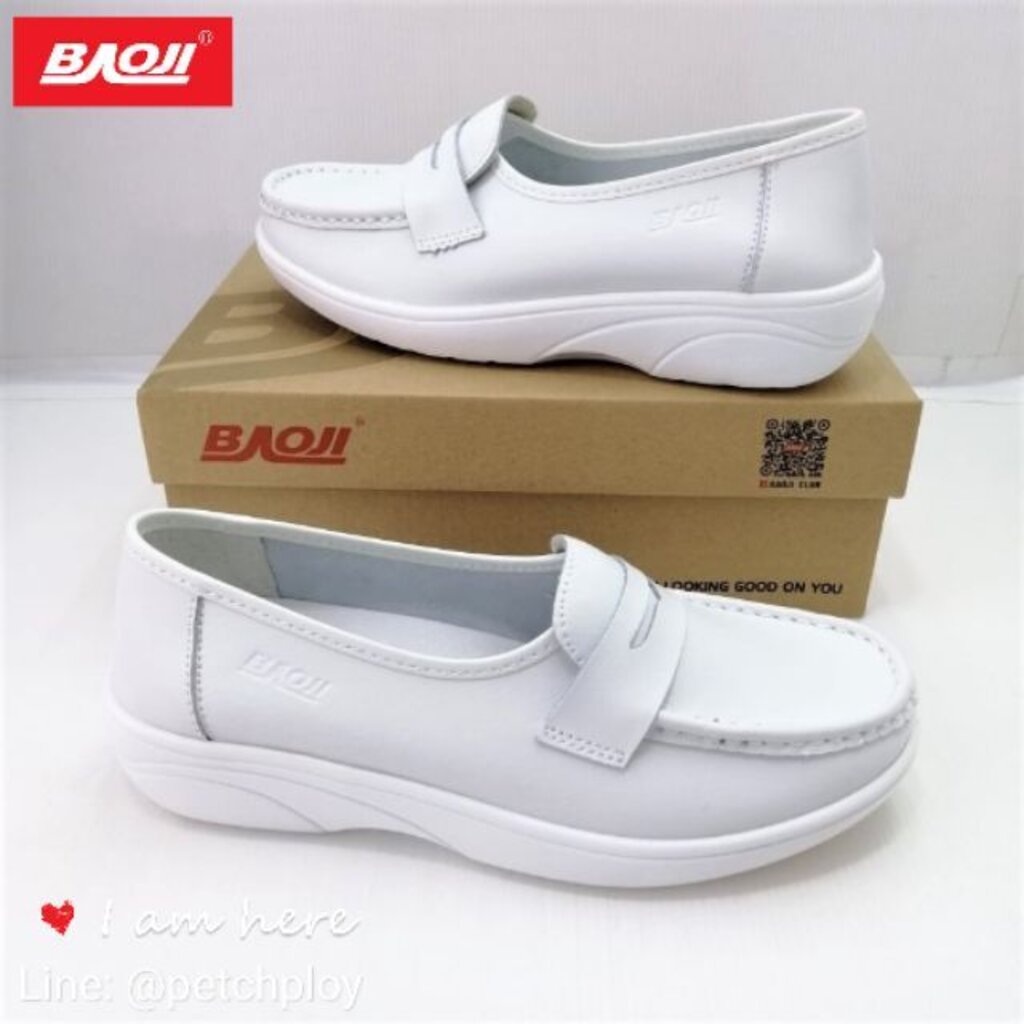(BJW691) BAOJI รองเท้าคัชชูผู้หญิง รองเท้าพยาบาล บาโอจิของแท้ สีขาว Size 37-41 BJW691 BJW459