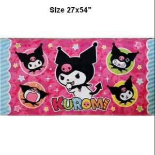 ลิขสิทธิ์แท้ ผ้าขนหนู ผืนใหญ่ ขนาด 27x54 นิ้ว ลาย Kuromi คุโรมิ ผ้านิ่ม ผ้านิ่ม