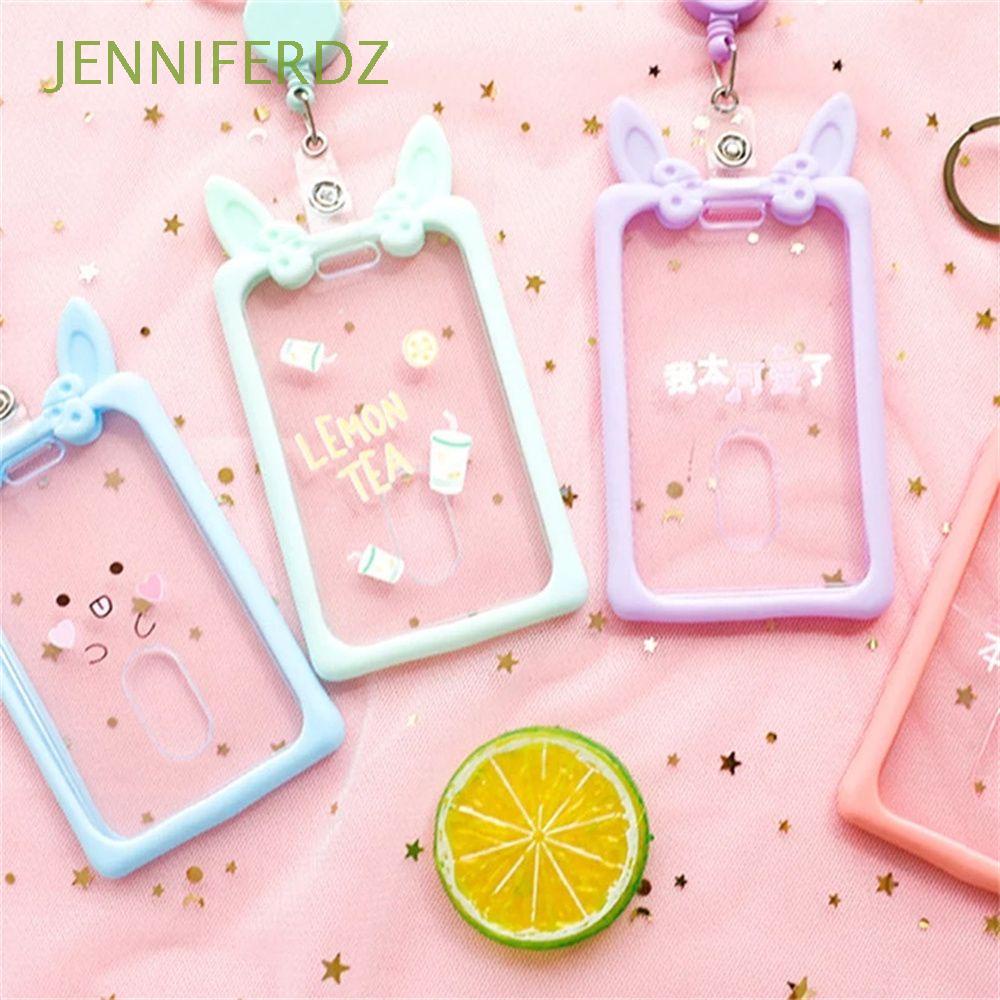 JENNIFERDZ Office ID Card Holder Silicone Student Card Case Retractable ...