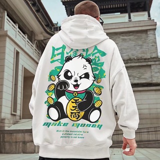 HOTMAN ยุโรปและอเมริกายอดนิยม hip-hop แบรนด์ panda plus กำมะหยี่แห่งชาติ hooded jacket ชายสไตล์จีน pullover เสื้อกันหนาว