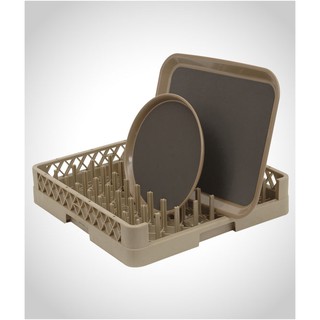 แรกซ์เก็บแก้ว ถาด 64 ช่อง เก็บจาน ที่ใส่แก้ว ที่วางแก้ว แบบเปิดข้าง 64-Compartment Open Plate &amp; Tray Rack Beige HG5