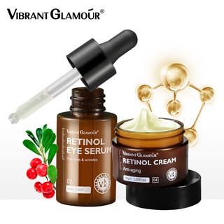 VIBRANT GLAMOUR Retinol ครีมบํารุงผิวหน้า + อายเซรั่มให้ความชุ่มชื้นลดริ้วรอย โทนเนอร์ ครีมลบริ้วรอยรอบดวงตา4 ชิ้