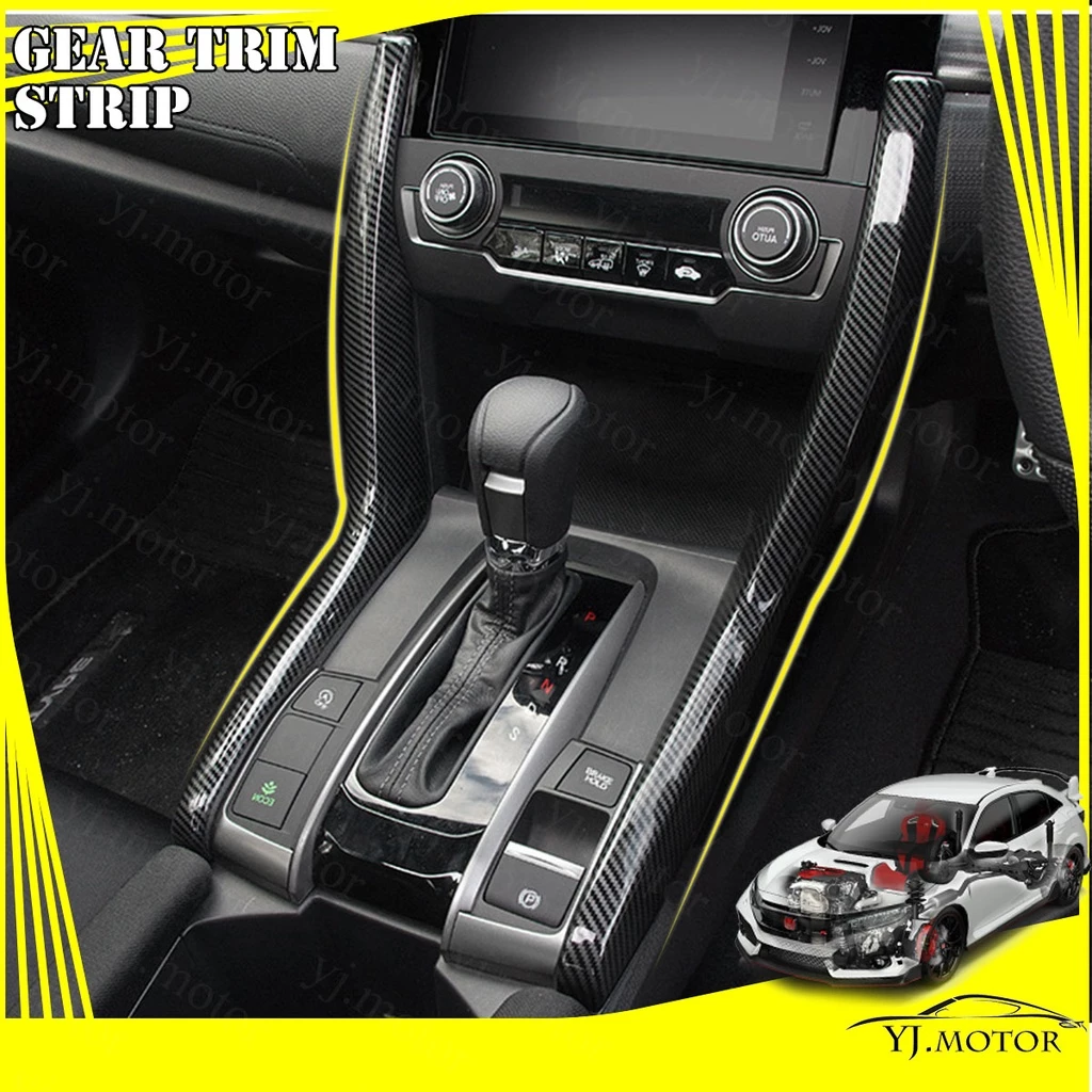 แถบครอบแผงคอนโซลกลาง คาร์บอนไฟเบอร์ สําหรับ Honda Civic Fc FK 2016-2021