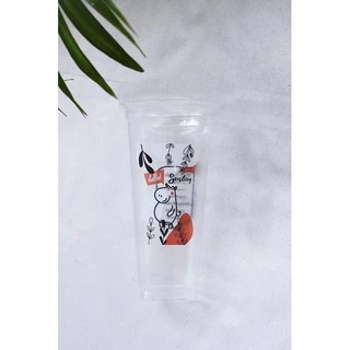 [50ใบ/ห่อ] แก้วพลาสติกพิมพ์ลายการ์ตูนHAPPY DAYสำเร็จ FPC PP FA-22oz.(95mm)