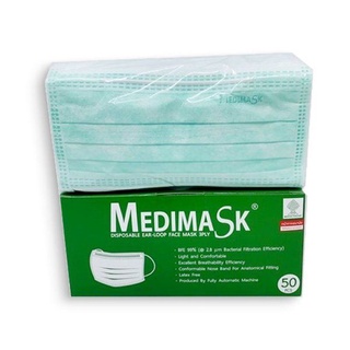 🔥Medical medimask LV1 VFE กันไวรัส!! เมดิ หน้ากากอนามัยสีเขียว เกรดการแพทย์