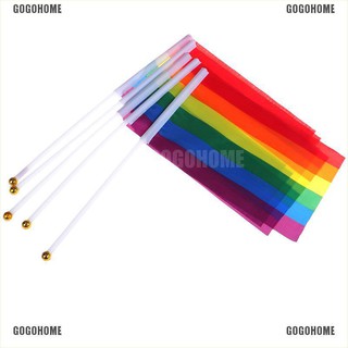 โกโกโฮม✿ธงแบนเนอร์ Lgbt แบบมือถือ สีรุ้ง สไตล์เลสเบี้ยน จํานวน 5 ชิ้น