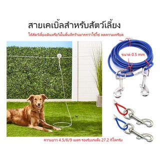 โซ่ สายเคเบิ้ล Cable 4.5/6/9 เมตร ปลอกคอ น้องหมา โซ่ล่าม โซ่จูง สุนัข เหล็ก อุปกรณ์สัตว์เลี้ยง สัตว์ หลายขนาด ราคาถูก