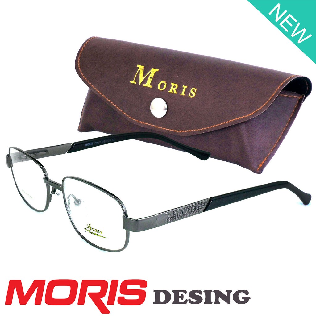 Moris แว่นตา รุ่น 2705 สีเทาดำ กรอบเต็ม ขาสปริง วัสดุ สแตนเลส สตีล (สำหรับตัดเลนส์) กรอบแว่นตา Eyegl