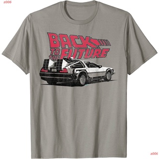 เสื้อยืดสีขาว Back To The Future DeLorean Graphic T-Shirt Back to the Future เจาะเวลาหาอดีต หนังไซไฟ เสื้อยืดพิมพ์ลา