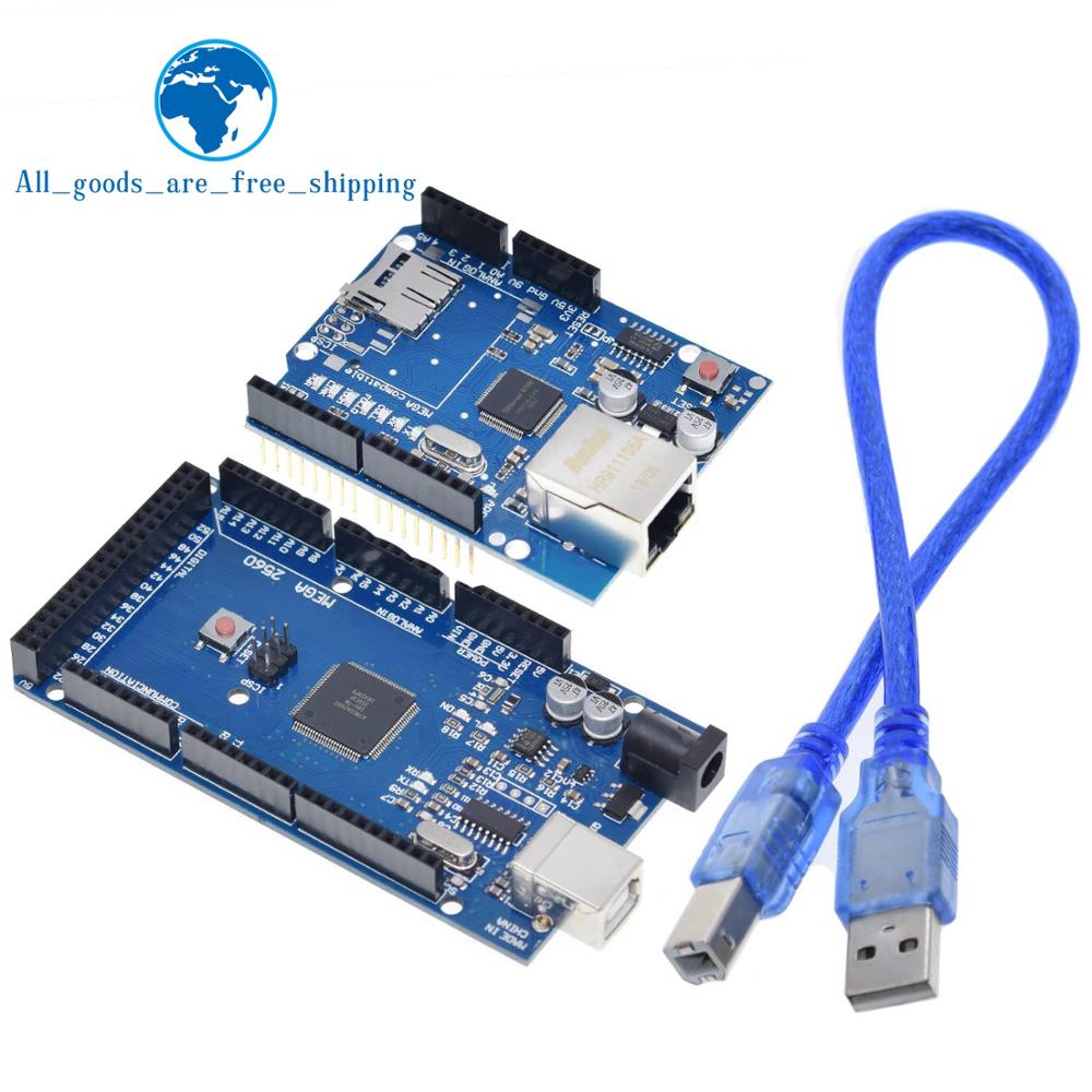 TZT UNO Ethernet W5100 network expansion board SD card Shield for arduino with Mega 2560 R3 Mega2560