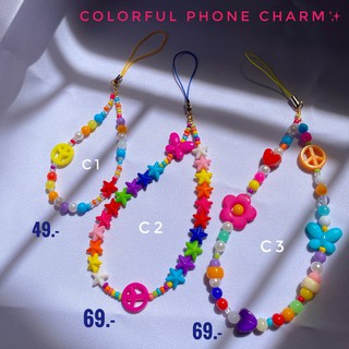 พร้อมส่ง🌈ที่ห้อยโทรศัพท์สายฝอ Phone Charm โทนสีสดใส เพิ่มชื่อได้