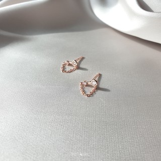 Double diamond chain earrings (rose gold)