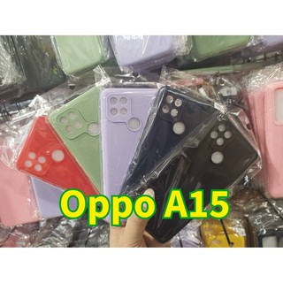 OPPO A15 TPU คลุมกล้องฝาหลัง นิ่มสีพาสเทล แบบด้าน บาง ลดรอยนิ้ว