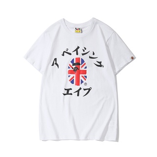 HH 100% BAPE Short-Sleeve T-Shirt Ape human head three-dimensional foam flag 190 g cotton T-shirt เสื้อยืดคอกลม