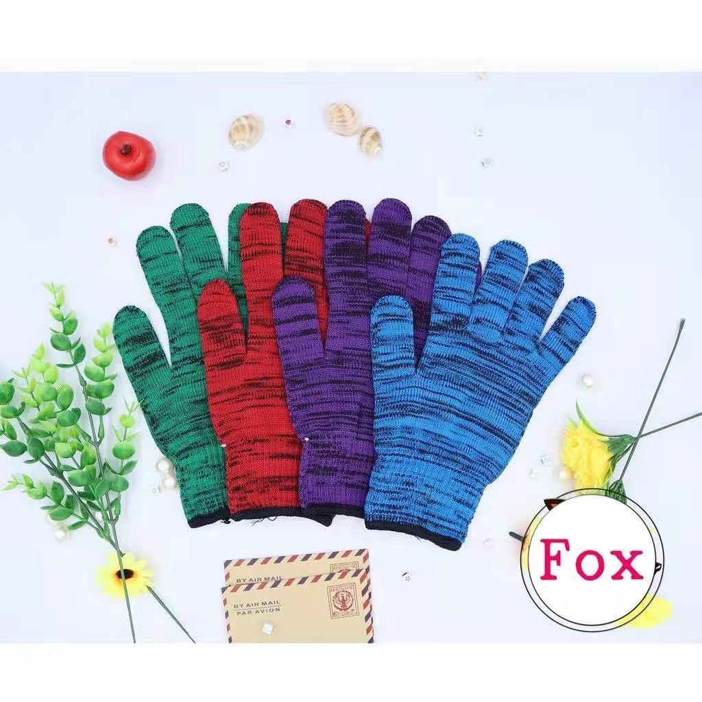 ยกโหล12คู่ถุงมือไนลอนลายขนมชั้น ใส่ทำสวนทำเกษตรถุงมือช่างแบบลายขนมชั้น