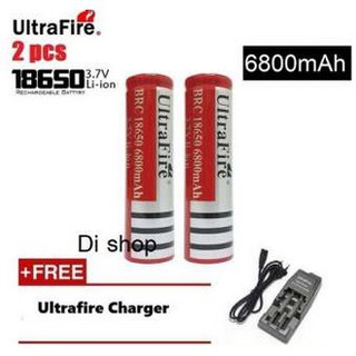 2ก้อน UltraFire 9900 mAH 18650 Rechargeable lithium Li-ion Battery ถ่านชาร์จ ถ่านไฟฉาย+ที่ชาร์จ Ultrafire