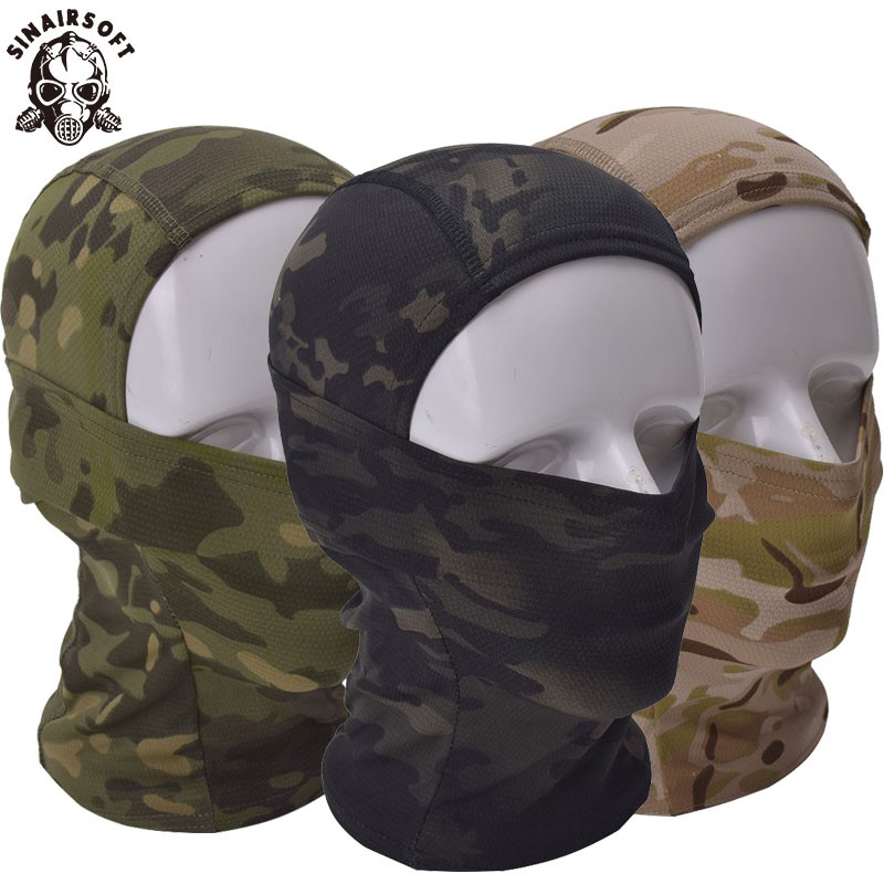 Sinairsoft Tactical Camo Baraklava Full Face Mask Outdoor Windproof and Breathable Helmet Lining Tactical Hat 16 สี Selection