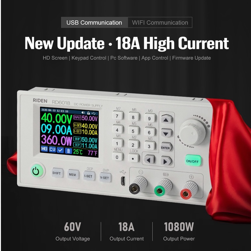 DIYMORE Riden แท้ RD6018 NC อุปกรณ์แปลงพาวเวอร์ซัพพลาย Usb Wifi Dc Cnc แรงดันไฟฟ้า Step Down 18A สามารถปรับได้