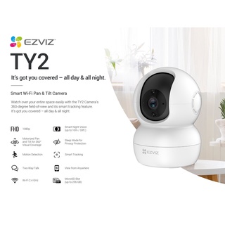 Ezviz TY2 1080P Wi-Fi PT Camera (EZV-TY2-B0-1G2WF) กล้องวงจรปิดภายในหมุนได้ 360