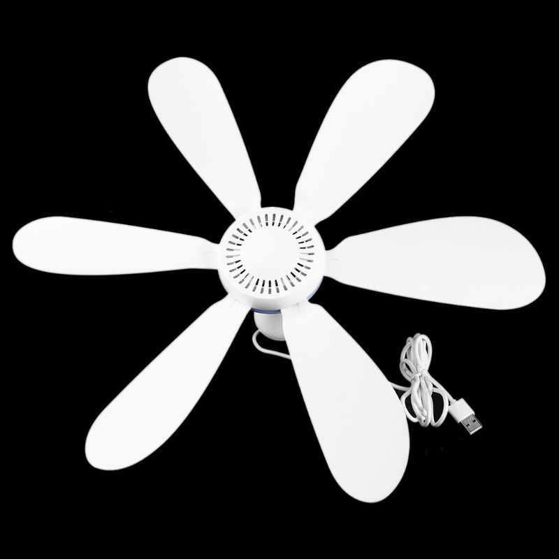 HSV 6 Leaves 5V USB Ceiling Fan Air Cooler USB Powered Hanging 16.5 inch Tent Hanger Fans for Camping Outdoor Dormitory Home Bed #8
