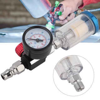 Industrial Shop 1/4in Air Inlet Pressure Regulator In-Line Water Oil Trap Filter Separator Spray Gun Tool