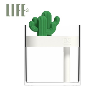 LIFE3 เครื่องทำความชื้น Clear Cactus Ultrasonic Air Humidifier 160ML Color Light USB Air Purifier Anion Mist Maker Water Atomizer Office Home Use