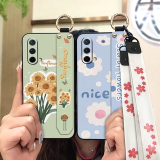 Shockproof Lanyard Phone Case For OnePlus Nord CE 5G/1+Nord CE 5G For Girls Wristband Wrist Strap painting flowers Dirt-