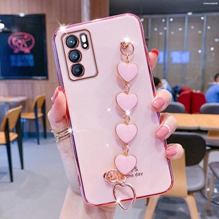 เคส OPPO Reno 6Z 6 Pro 5G A16 สร้อยข้อมือหัวใจสำหรับเด็กหญิงและสตรี