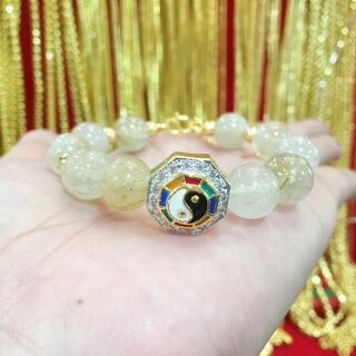 สร้อยข้อมือหยินหยาง หินไหมทอง เสริมดวง เสริมบารมี