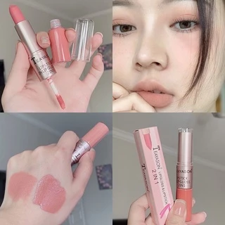 M075 2 In 1 ลิปสติกลิปกลอสเนื้อMatte ติดนานกันน้ำ 12สี