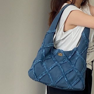 Viva bag กระเป๋าผ้ายีนส์ดีไซน์เก๋ ใบใหญ่ใส่คอม/ipad เอกสารได้