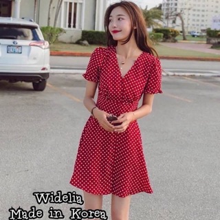 Widelia เดรสคอสีแขนสั้น