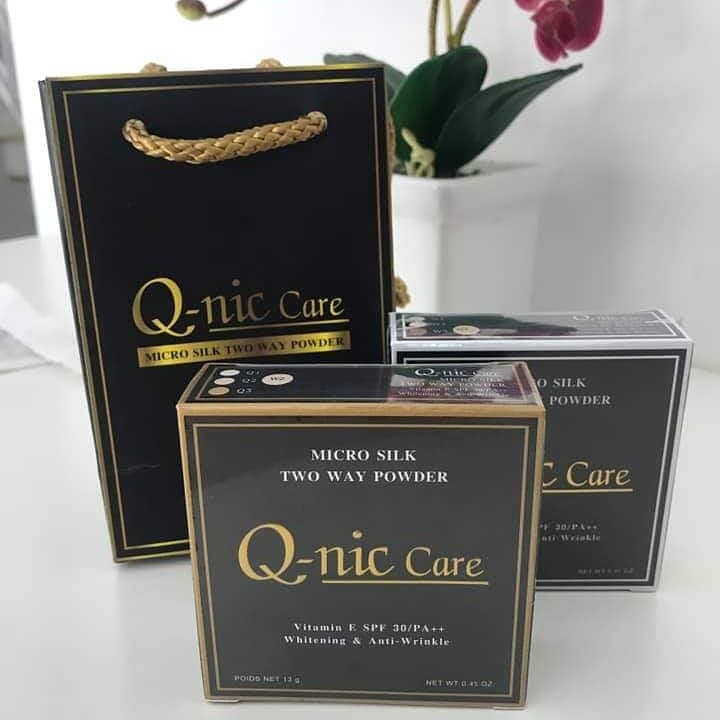 แป้งQ-nic care micro silk two way powder