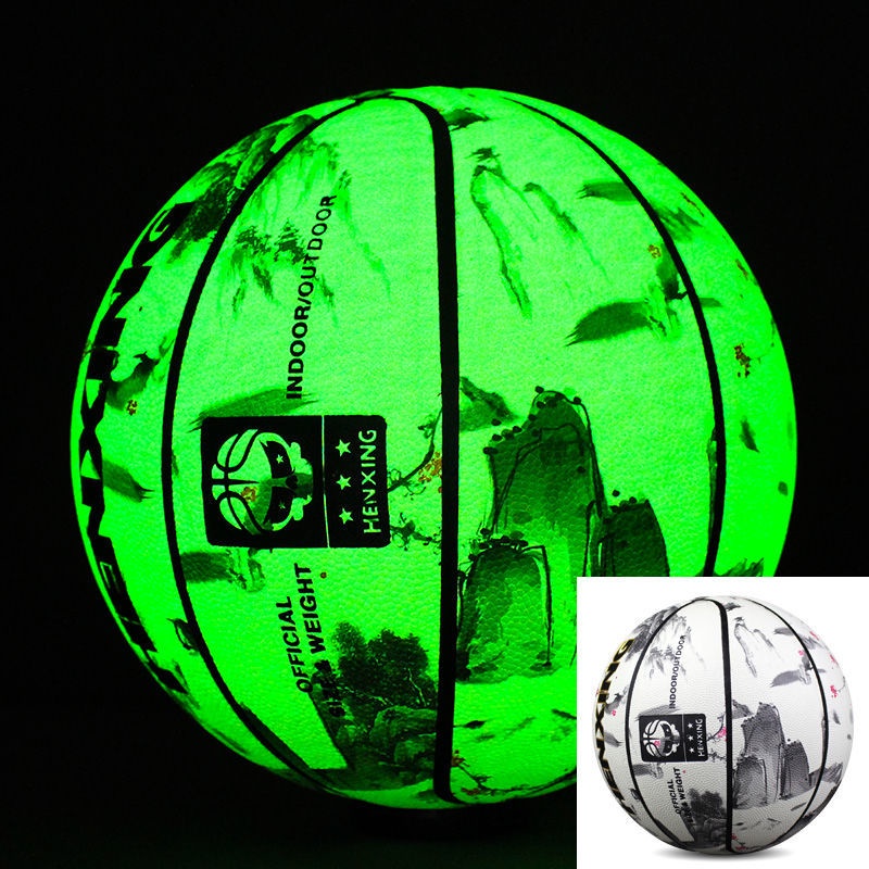 ❣✌┅Luminous บาสเกตบอล No. 7 Ball Fluorescent Blue Ball ของขวัญกลางแจ้งผู้ใหญ่นักเรียนการแข่งขัน Stan