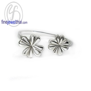 Finejewelthai-แหวนใบโคลเวอร์-แหวนมินิมอล-แหวนเกลี้ยง-แหวนเงินแท้-Clover-Silver-Ring-R144000