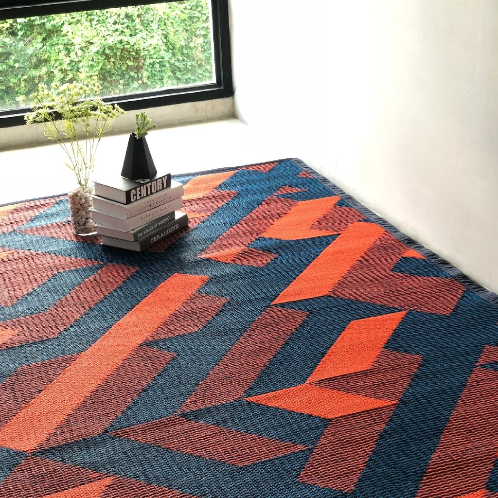 PDM เสื่ออเนกประสงค์  ลาย Avalon (Orange-Indigo) Size M 150x240 cm.