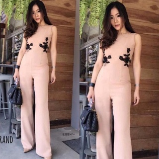 ME8388 Jumpsuit ชุดจั้มสูทแขนกุดขายาว งานผ้าซาร่าสีพิ้น เพิ่มดีเทลแต่งลูกไม้ตรงอก งานสวยสุดๆ มีซิปหลังเอวไม่สม็อคนะคะ พร