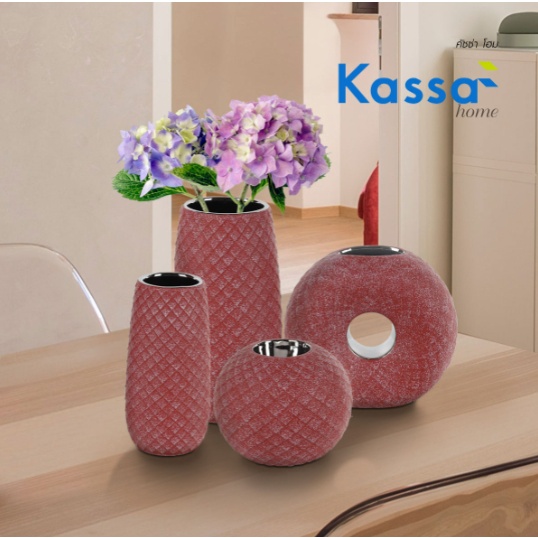 KASSA HOME แจกันเซรามิก Matte Ring รุ่น CQ122J177-7 สีแดง