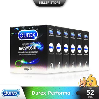 Durex Performa ถุงยางอนามัย มีสารชะลอหลั่ง ขนาด 52.5 มม. บรรจุ 6 กล่อง (18 ชิ้น)