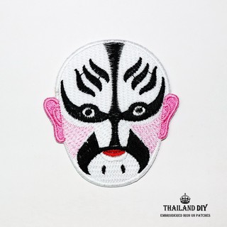 👺 ตัวรีดติดเสื้อ ลาย หน้ากาก ผี ปีศาจ ญี่ปุ่น ซามูไร 👹 Japanese Kabuki Mask Patch งานปัก DIY ตัวรีด อาร์มติดเสื้อผ้า