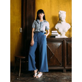 Blue Pepe Belt Pants กางเกงเอวเข็มขัด สีน้ำเงิน